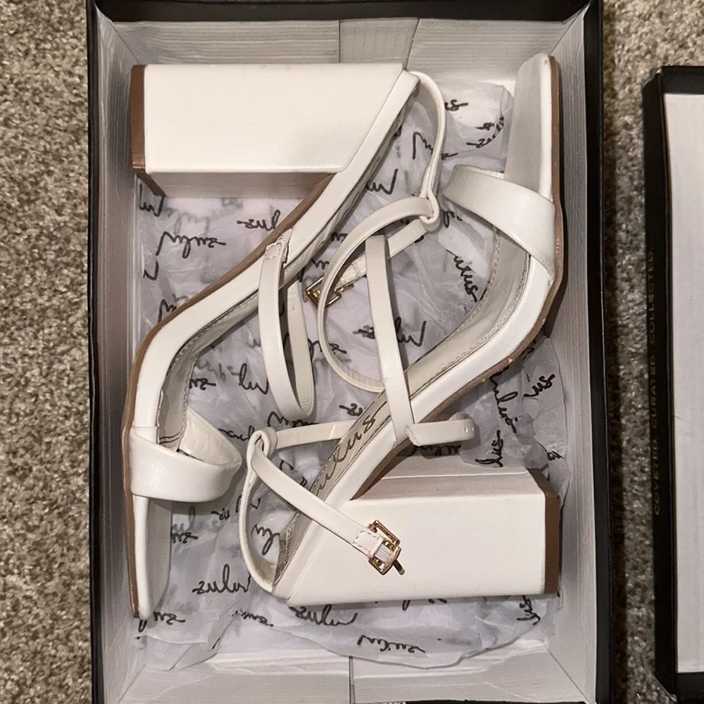 Lulu's White Strappy Block Heel Sandals